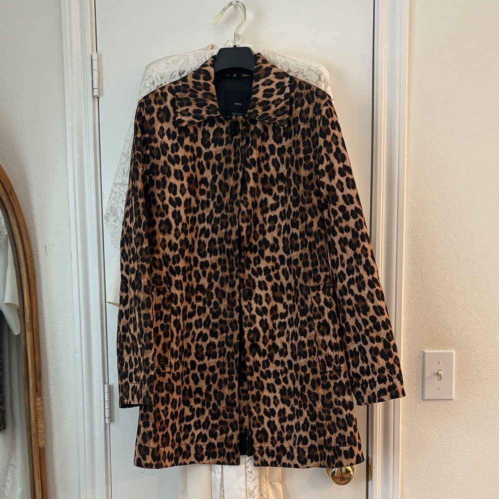 Mango Leopard Print Trench Coat in Brown and Black